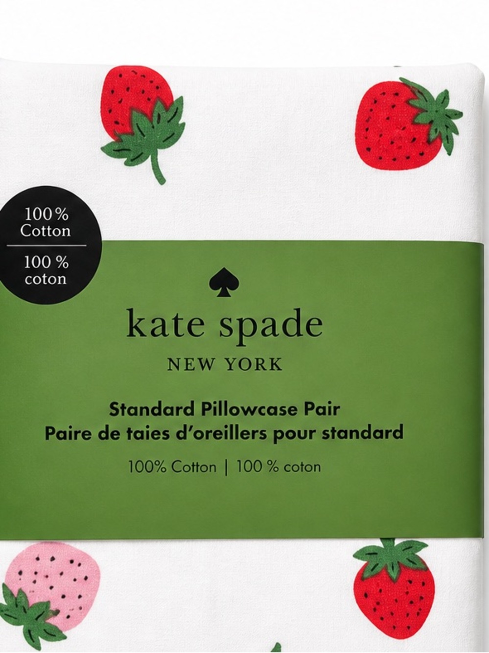 kate spade White Red Green Strawberry Print Pillowcase Pair